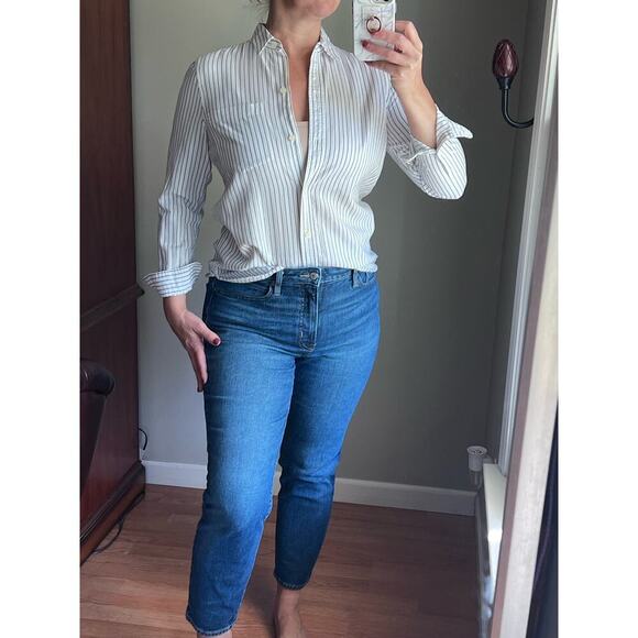 Not For Sale-Madewell Shirt in Dalton Stripe White & Blue Button Up Small - Picture 1 of 17